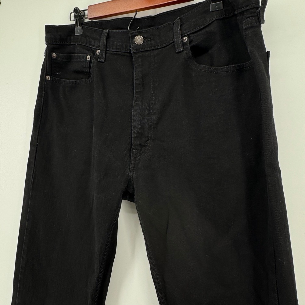 Levi Strauss 505 Black Denim Jeans W38 L32 Straight Leg Cotton Blend - Picture 3 of 11
